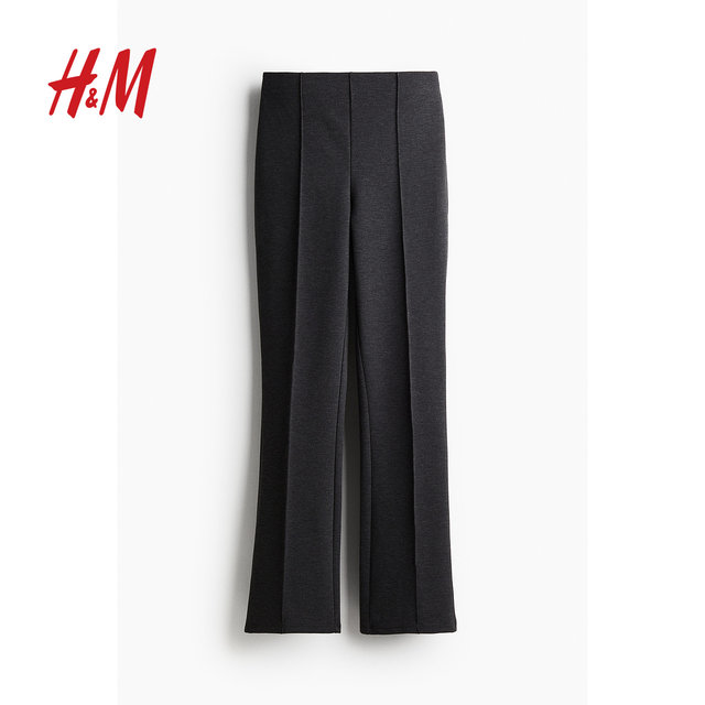 HM women's summer pants fashionable simple commuting elastic band high waist straight trousers 1199739
