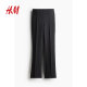 HM women's summer pants fashionable simple commuting elastic band high waist straight trousers 1199739
