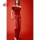 HM Women's T-shirt 2025 Summer New Off-Shoulder Top Underwear Base Shirt Slim One-Shoulder Short Sleeve 1259459
