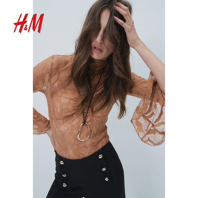 HM women's summer turtleneck lace top 1264623
