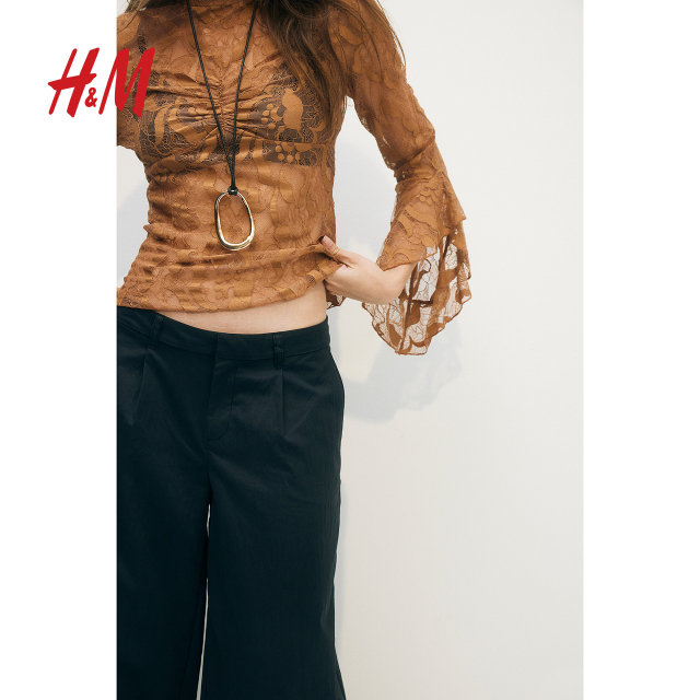 HM women's pants summer loose comfortable casual pants wide-leg pants crepe knitted trousers 1252342