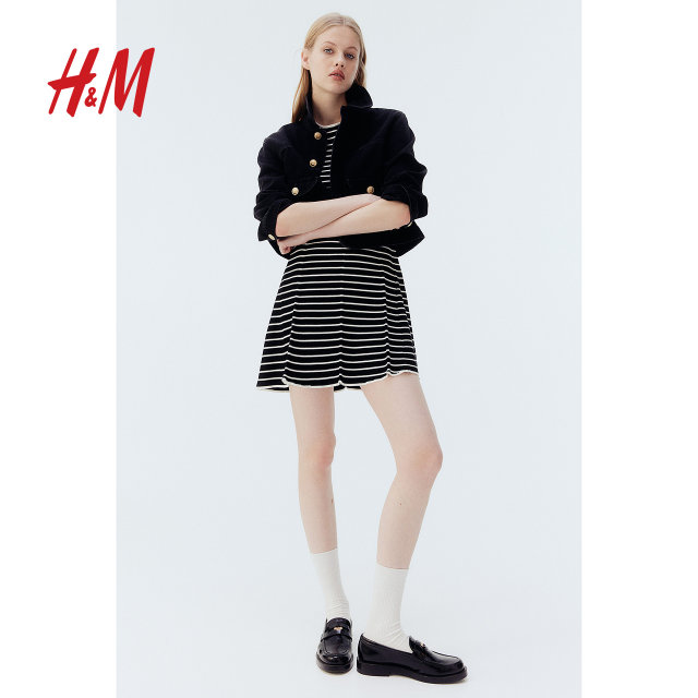 HM Summer Women's Flared Skirt Hem Rib Knitted Dress 1262820
