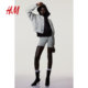 HM women's short jacket summer loose rib felt grey bomber jacket 1209974
