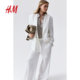 HM Women's Shirt 2025 Summer Casual Commuter V-neck Glossy Acetate Long Sleeve Top Jacket 0939703