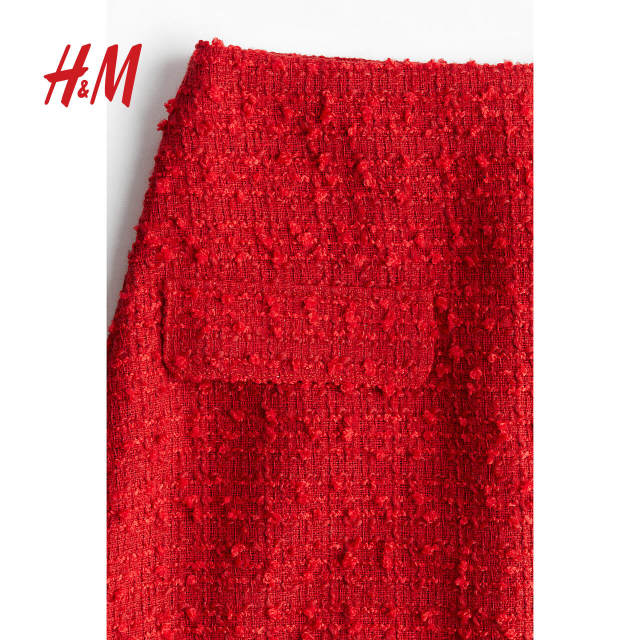HM women's red skirt summer new velvet A-line short skirt 1271132
