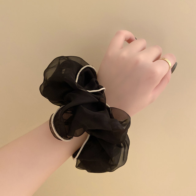 Temperature streamer large intestine hair ring forest fairy beauty high-end temperament flower ponytail mesh headdress summer