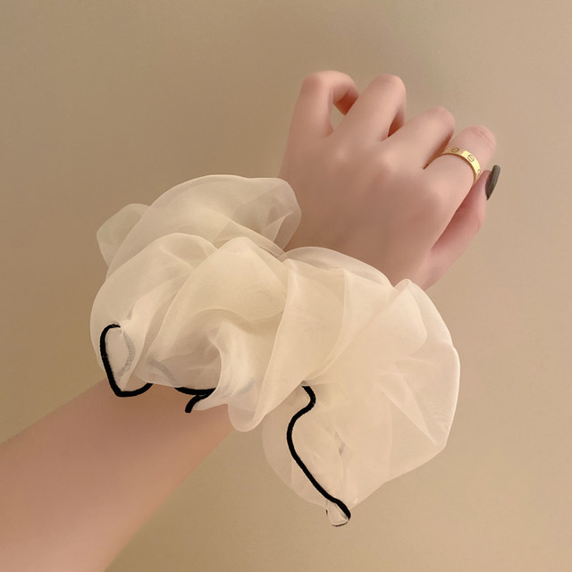 Temperature streamer large intestine hair ring forest fairy beauty high-end temperament flower ponytail mesh headdress summer