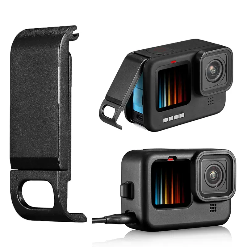 适用gopro Hero9可充电侧盖gopro9电池侧边开孔盖gopro10支架