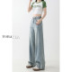Tennis drape straight jeans for women's summer thin large size fat mm high waist loose slim pear-shaped wide-leg pants