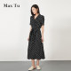 Max Tu women's clothing 2025 summer new loose large size waist-hugging slim print V-neck chiffon short-sleeved dress