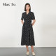 Max Tu women's clothing 2025 summer new loose large size waist-hugging slim print V-neck chiffon short-sleeved dress