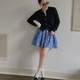 TOP Home Botanical French Retro Romantic Pure Cotton Digital Flower Print Pleated Half-length Puffy Skirt for Women