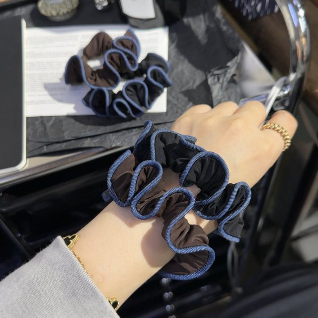 Contrast color fungus side small intestine hair tie high ponytail versatile hair tie high elastic ball head durable hair rope rubber band