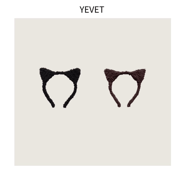 Meow Meow Headband Cute Cat Ears Face Wash Headband 2024 New Plush Hairpin Autumn and Winter Cat Mask Hair Bundle