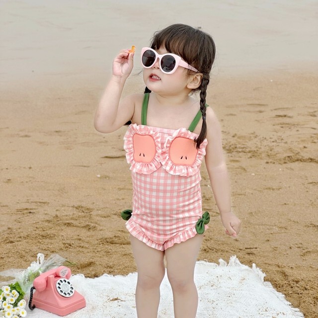 Girls Swimsuit Western Princess Bikini Cute Strait Swimwear Swimsuit Female Baby Fast Children's Swimwear Korean
