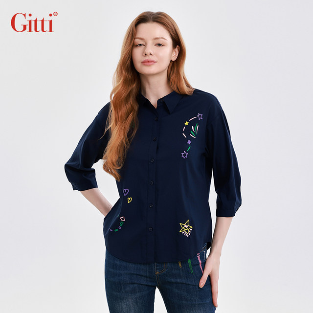 Gitti/Gitti Spring Printed Cubic Sleeve Shirt Women's Loose Large Size Casual Shirt G251009
