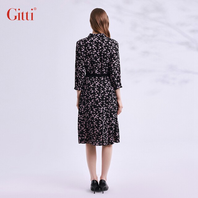 Gitti/Gitti Autumn New Pinxin Slim Waist Sleeping Sleeve Dress Women's Bald Women's Collar Skirt G245007
