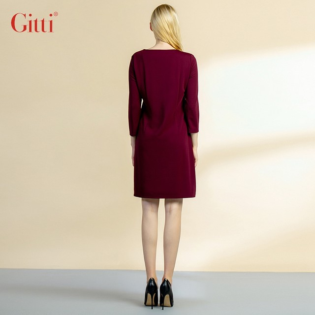 Gitti/Gitti Spring Printing round neck large -scale sleeve dress female short skirt G205611
