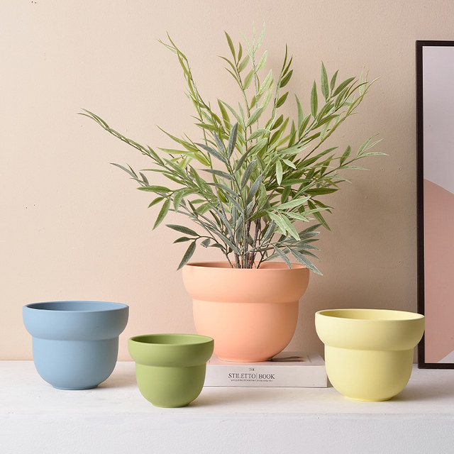 Nordic flower basin INS style new models of simple retro style colorful poly -meat potted green plant cactus abstract indoor circle
