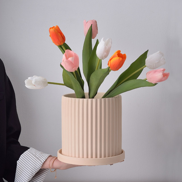 Nordic minimalist breathable pot ceramic pork polychide pot cleaner cleaner special small red coarse pottery pottery large caliber circular
