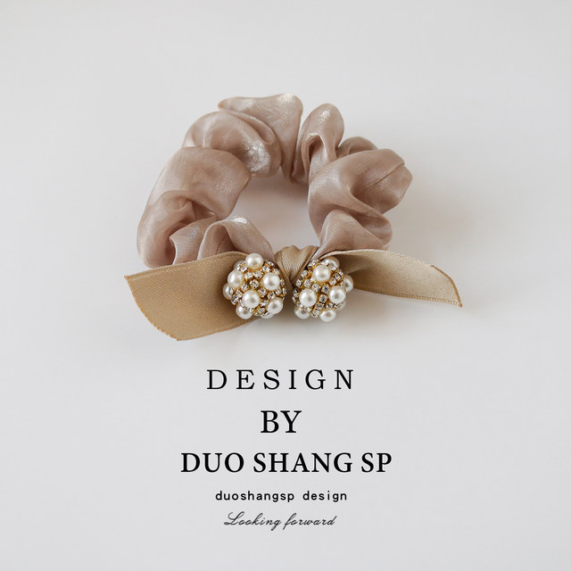 New style girl's gentle temperament with bow tied with pearl hair ring