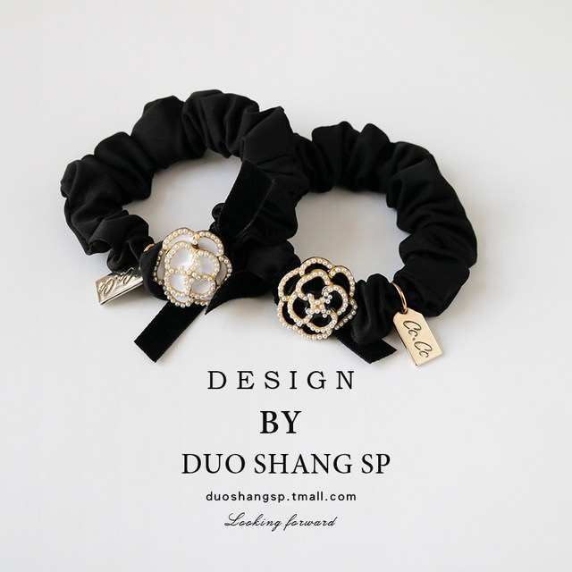 Camellia hair ring temperament head rope Korean small intestine circle high elastic rubber band headdress girl tied headband low ponytail hair rope