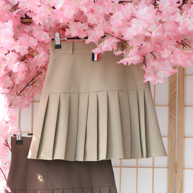 Pleated skirt for women summer high waist A-line slim skirt suit fabric draped sweet college style short skirt pants