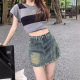 American irregular old denim skirt summer new high-waisted slim and anti-exposure skirt