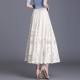 Lace skirt for women 2021 new popular versatile A-line midi skirt for large mesh hollow fairy pleated skirt