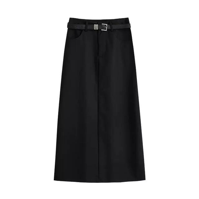 Gray high-waisted straight-tube suit skirt Spring and autumn new A-line versatile slim hip skirt slit mid-length skirt
