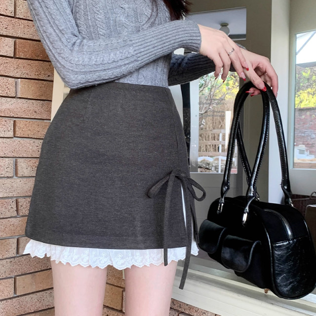 Xiaoyi Xianqiu Winter New Mao Woorser Design Variable Slim Slim Slot Ladder Short Skirt Female A -Blind Skirt