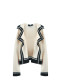 ROEYWANG Merino black and white contrasting niche design large lapel short jacket lazy style sweater knitted cardigan