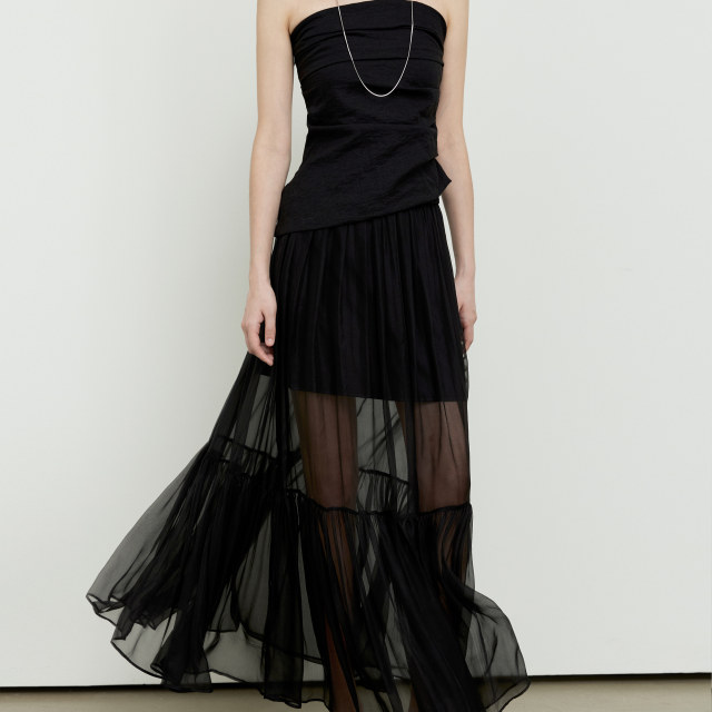 ROEYWANG Fairy droopy flowing mesh long skirt double-layer cake puffy skirt skirt a line skirt women
