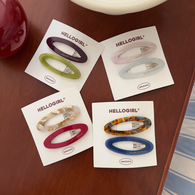 
Korean hollow oval bb clip hair card high-end sense broken hair bangs clip acetic hair card forehead clip fashion hair card