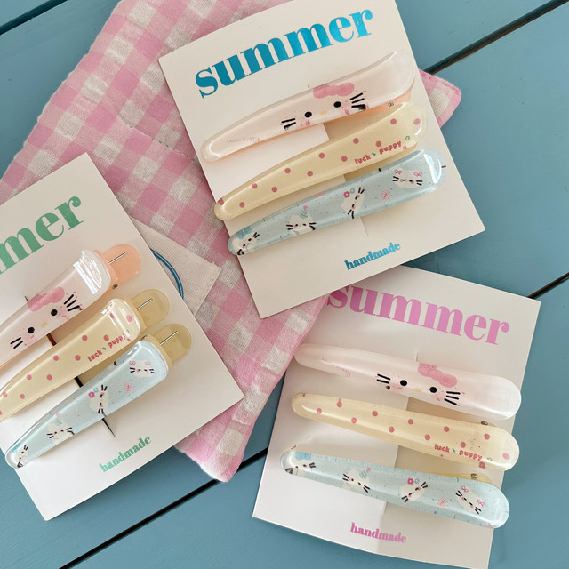 
Pack of 3 cute polka dot cat makeup clips, hair clips, face wash mask, broken hair bangs clips, duck bill clips, hair accessories