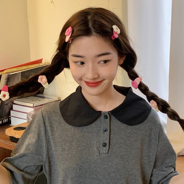 Cream Puff Pink Flower Hairpin Cute Versatile Side Clip Bangle Clip Haircard Sweet Hair Accessories 2023