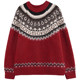 ODonedu retro jacquard fair Island Christmas night round neck pullover sweater women's red winter diamond knitted sweater