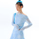Original design with ears uare, dream ripples, blue dyed printed collar, off-shoulder T-shirt skirt suit