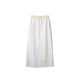 Original design of eared uare, pale magnolia, hand-cranked elastic tie straight front slit skirt