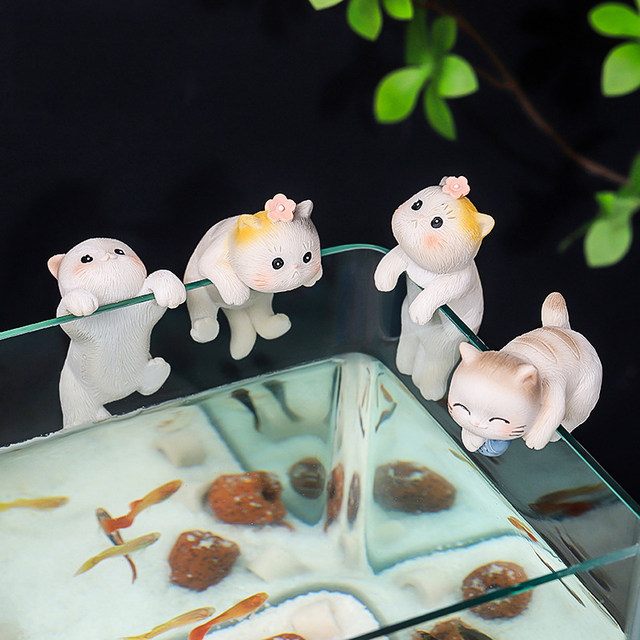 Cute cat garden garden bonsai monitor ornaments decoration creative cartoon small animal fish tank landscaping hanging basin
