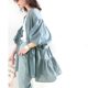 New women's street versatile slim splicing ruffled chiffon shirt cardigan 7-quarter sleeve thin jacket
