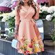 Quick selling the commute OL wind suit collar blue printed strap waist seven -point sleeve mid -length dress Dress