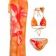 Thailand Bali Sanya vacation swimsuit women's new sexy skirt bikini three-piece long skirt straps