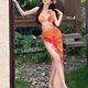 Thailand Bali Sanya vacation swimsuit women's new sexy skirt bikini three-piece long skirt straps
