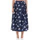 Commuter High Waist Dark Blue Flower Double Pockets Large Skirt