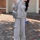 College style casual suit for women 2025 spring and autumn new small sports hooded sweatshirt jacket two-piece set
