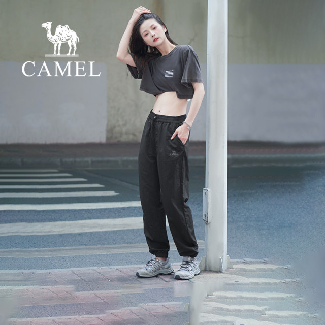 Camel women's outfits and work pants 2025 summer new style light and breathable outdoor sports and casual long pants for men and women
