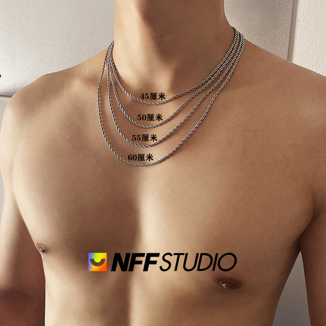 NFF hip-hop light luxury niche titanium steel necklace men ins cold style minimalist European and American street collarbone chain trendy twisted chain