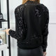 Fat girl mm large size jacket autumn and winter style age-reducing baseball uniform colorful sequin heavy embroidery jacket 200Jin [Jin equals 0.5kg] trendy