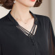 Qi Dai black silk mulberry silk big brand top for women 2025 spring and summer new V-neck five-point sleeve mother dress shirt
